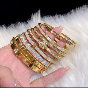 18k gold plated bangles with zircon gems